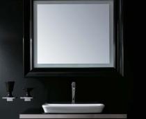 Miroir 100 cm bord brillant finition noir brillant rétro-éclairé